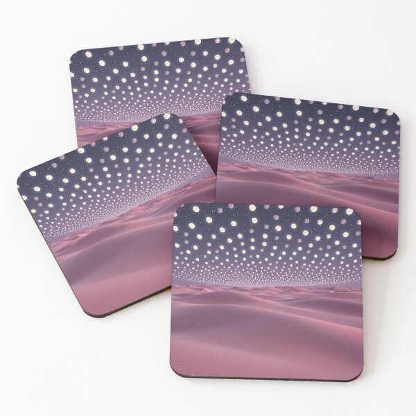 Item preview, Pink Surreal Dunes With Dotted Starry Sky designed and sold by IntelliMindDesigns.