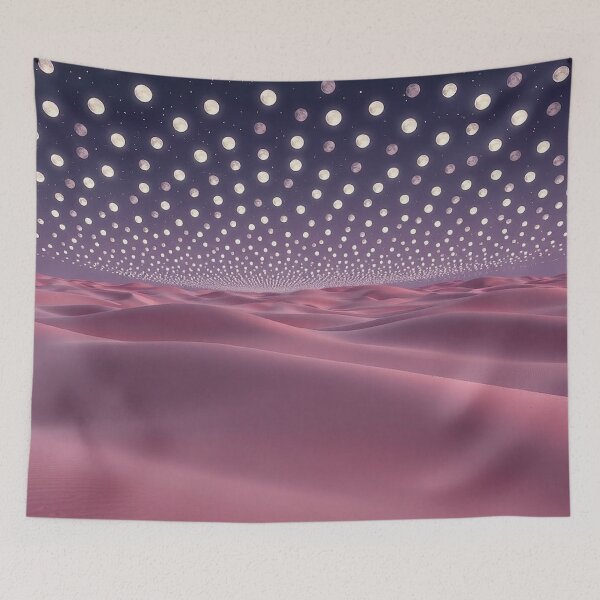 Item preview, Pink Surreal Dunes With Dotted Starry Sky designed and sold by IntelliMindDesigns.