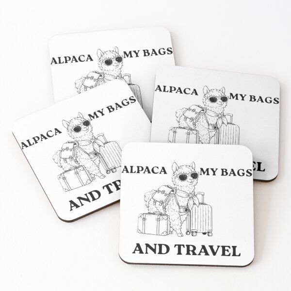 Item preview, B&W ALPACA (I'll pack) my bags and travel designed and sold by Carol-arts-.