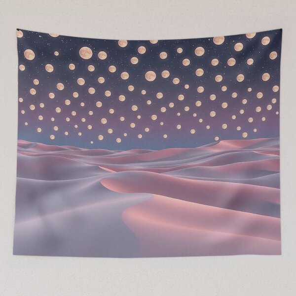 Item preview, Pastel Pink Dunes With Magical Dotted Sky designed and sold by IntelliMindDesigns.