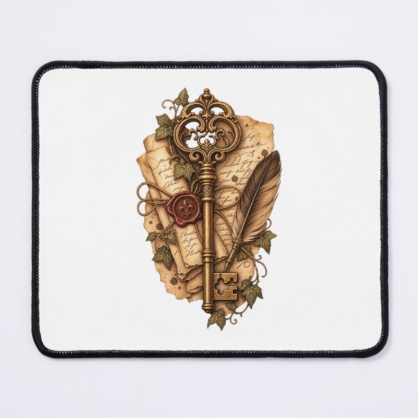 Item preview, Antique Brass Key on Vintage Manuscript designed and sold by DriftmarkStudio.