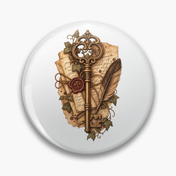 Item preview, Antique Brass Key on Vintage Manuscript designed and sold by DriftmarkStudio.