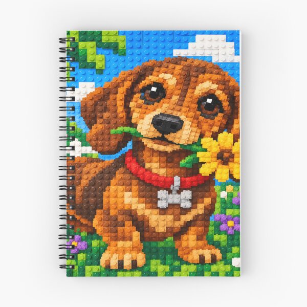 Item preview, Cute Dachshund with a Yellow Flower – Colorful Building Block Mosaic Art designed and sold by WildWhimsy Art.