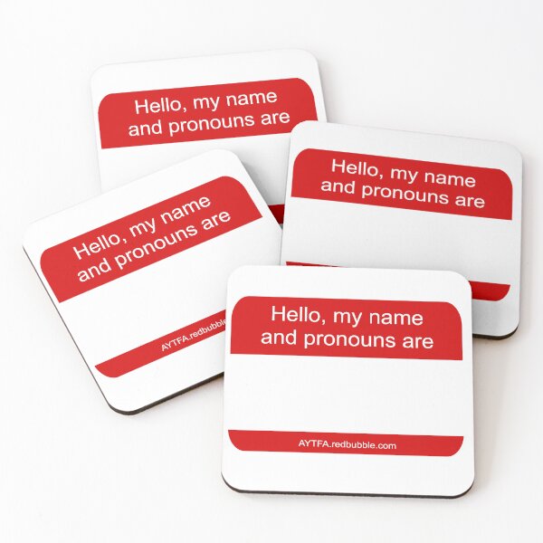 Item preview, Hello - Name & Pronouns in White&Red designed and sold by AYTFA.