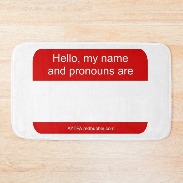 Item preview, Hello - Name & Pronouns in White&Red designed and sold by AYTFA.