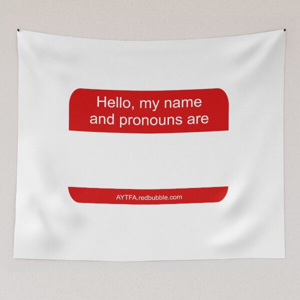 Item preview, Hello - Name & Pronouns in White&Red designed and sold by AYTFA.