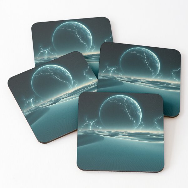 Item preview, Teal Alien Dunes With Cracked Planet And Lightning designed and sold by IntelliMindDesigns.