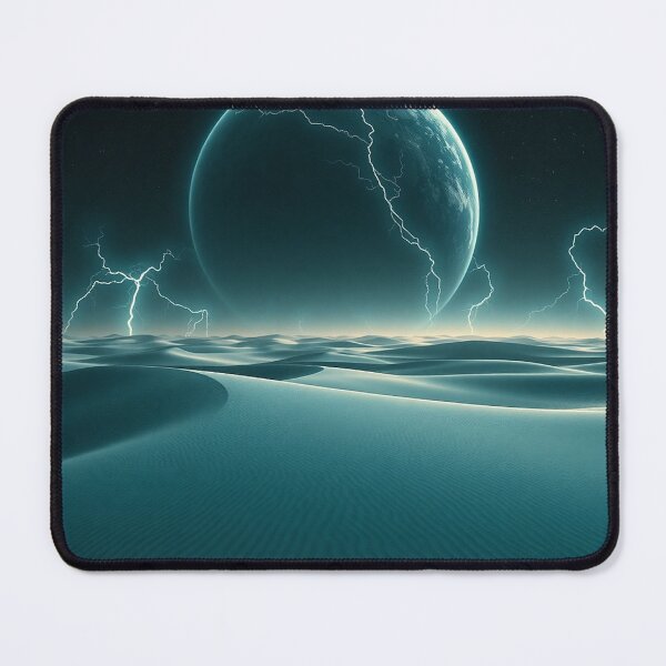 Item preview, Teal Alien Dunes With Cracked Planet And Lightning designed and sold by IntelliMindDesigns.
