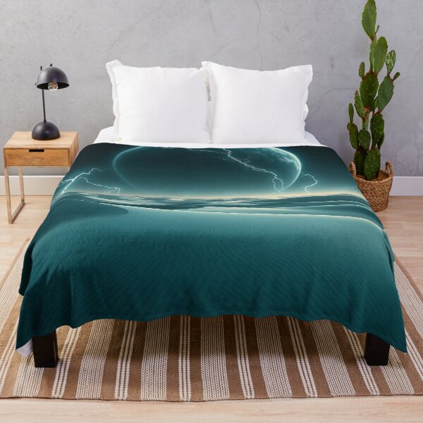 Item preview, Teal Alien Dunes With Cracked Planet And Lightning designed and sold by IntelliMindDesigns.