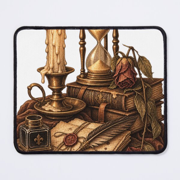 Item preview, Vintage Candle and Hourglass Still Life designed and sold by DriftmarkStudio.