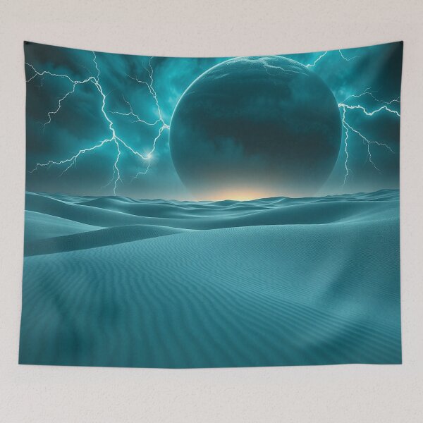 Item preview, Dark Blue Dunes With Stormy Planet Sky designed and sold by IntelliMindDesigns.