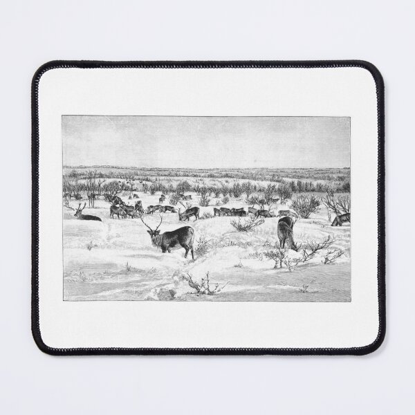 Item preview, Vintage Winter Stag Herd Wood Engraving designed and sold by Antique Science Press.
