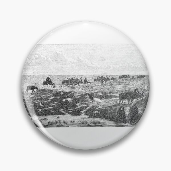 Item preview, Vintage Arctic Reindeer Sledge Expedition Engraving designed and sold by Antique Science Press.