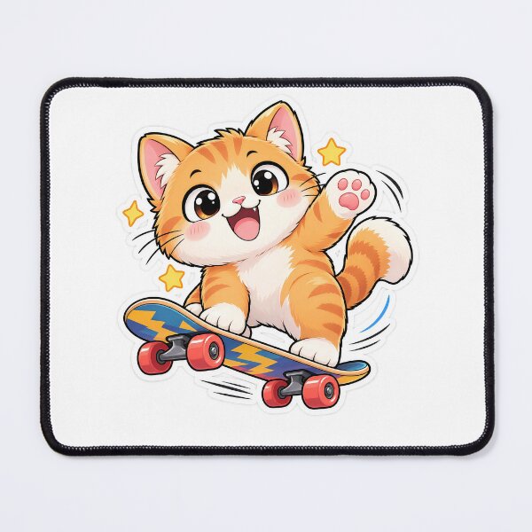Item preview, Cute Orange Cat Skateboarding designed and sold by Barkybond.