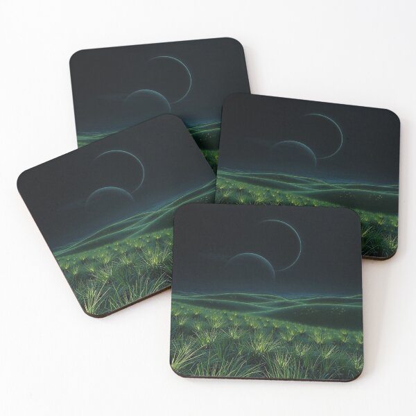Item preview, Green Alien Hills With Double Moon Night Sky designed and sold by IntelliMindDesigns.