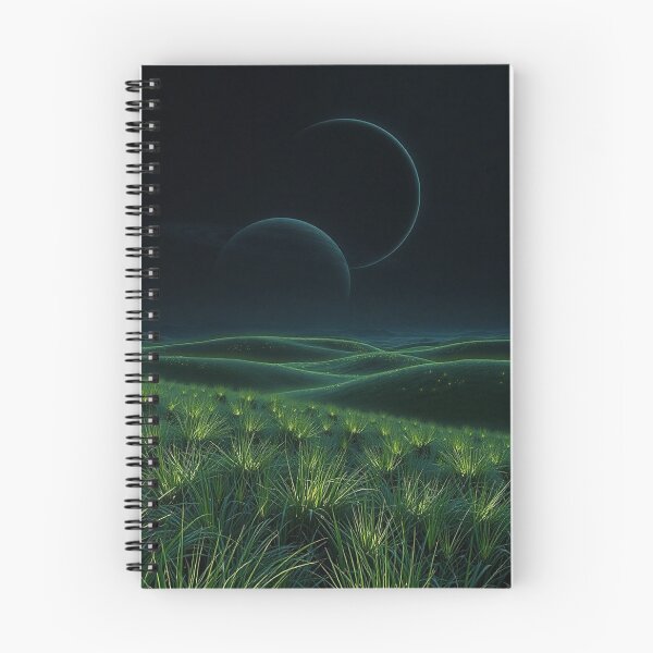 Item preview, Green Alien Hills With Double Moon Night Sky designed and sold by IntelliMindDesigns.