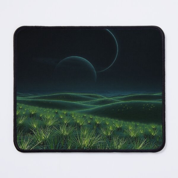 Item preview, Green Alien Hills With Double Moon Night Sky designed and sold by IntelliMindDesigns.