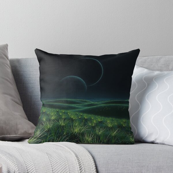 Item preview, Green Alien Hills With Double Moon Night Sky designed and sold by IntelliMindDesigns.