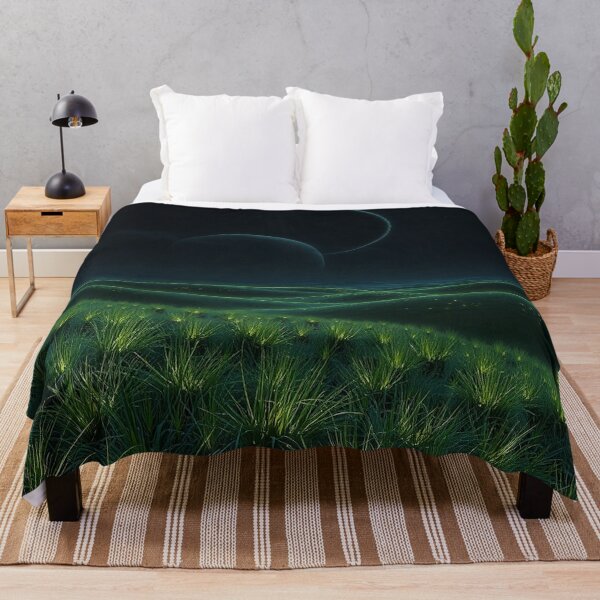 Item preview, Green Alien Hills With Double Moon Night Sky designed and sold by IntelliMindDesigns.