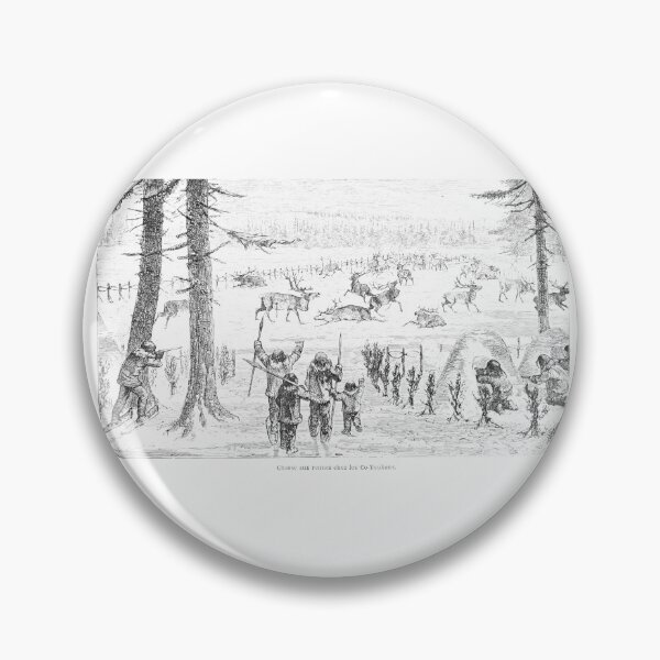 Item preview, Vintage Indigenous Reindeer Hunt Engraving designed and sold by Antique Science Press.