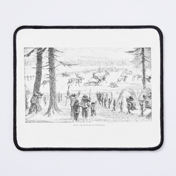 Item preview, Vintage Indigenous Reindeer Hunt Engraving designed and sold by Antique Science Press.