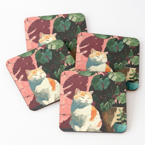 Item preview, Orange Cat with Monstera designed and sold by PinMarket.