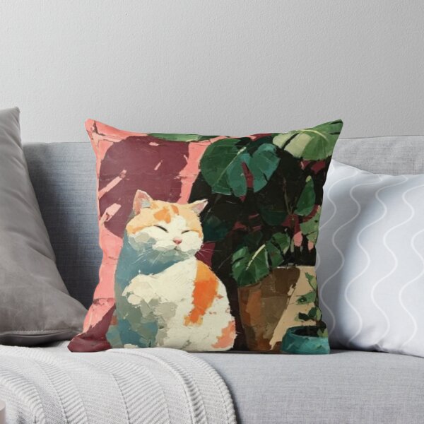 Item preview, Orange Cat with Monstera designed and sold by Kitty-Couture.