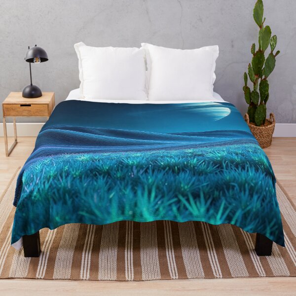 Item preview, Blue Grassy Field With Ringed Planet Sky designed and sold by IntelliMindDesigns.