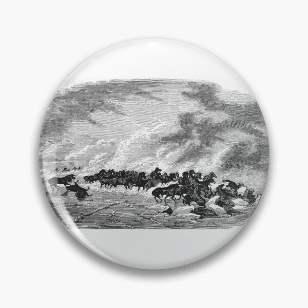 Item preview, Vintage Wild Horses Stampede Antique Engraving designed and sold by Antique Science Press.
