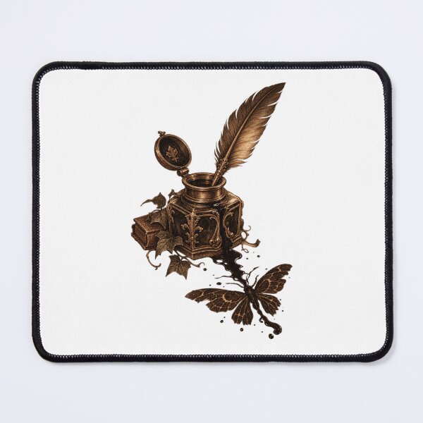 Item preview, Inkwell and Quill with Moth Silhouette designed and sold by DriftmarkStudio.