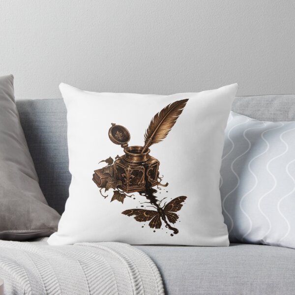 Item preview, Inkwell and Quill with Moth Silhouette designed and sold by DriftmarkStudio.