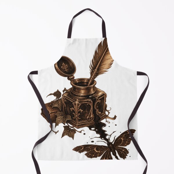 Item preview, Inkwell and Quill with Moth Silhouette designed and sold by DriftmarkStudio.