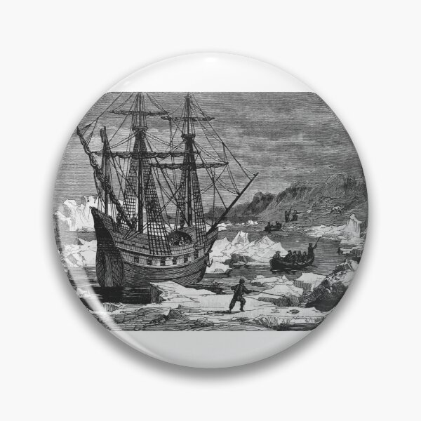 Item preview, Vintage Arctic Ship Exploration Woodcut Engraving designed and sold by Antique Science Press.