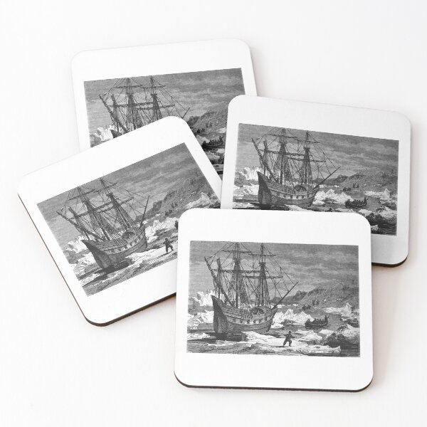 Item preview, Vintage Arctic Ship Exploration Woodcut Engraving designed and sold by Antique Science Press.