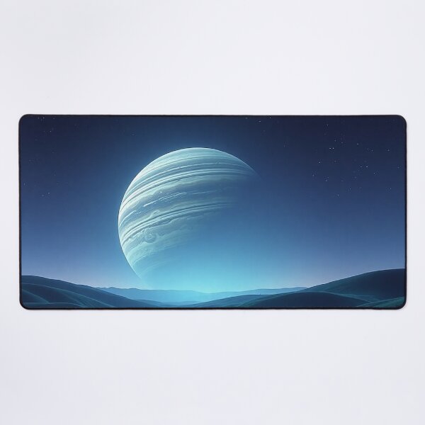 Item preview, Blue Grassy Hills With Ringed Planet Night Sky designed and sold by IntelliMindDesigns.