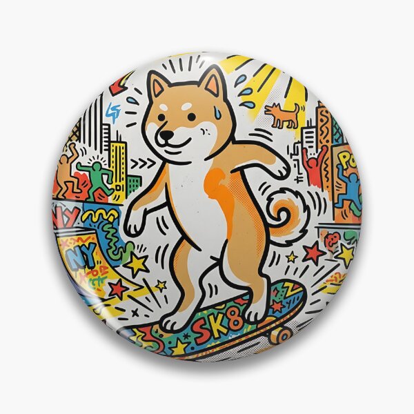 Item preview, Shiba Inu Skateboard Plaza designed and sold by PictoVibe.