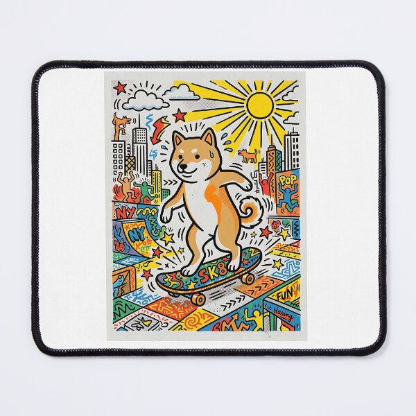 Item preview, Shiba Inu Skateboard Plaza designed and sold by PictoVibe.
