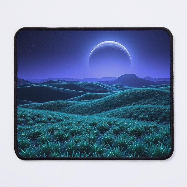Item preview,  Teal Hills Under Crescent Moon Eclipse Sky designed and sold by IntelliMindDesigns.