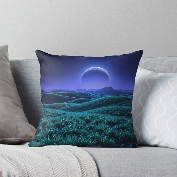 Item preview,  Teal Hills Under Crescent Moon Eclipse Sky designed and sold by IntelliMindDesigns.
