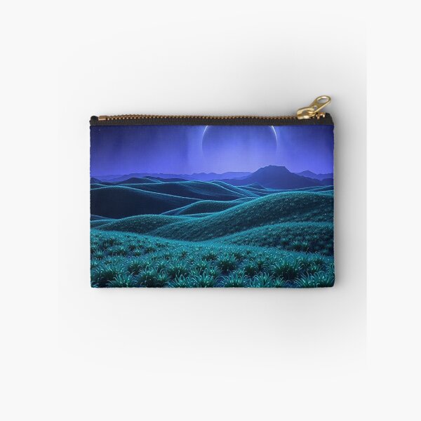 Item preview, Teal Hills Under Crescent Moon Eclipse Sky designed and sold by IntelliMindDesigns.