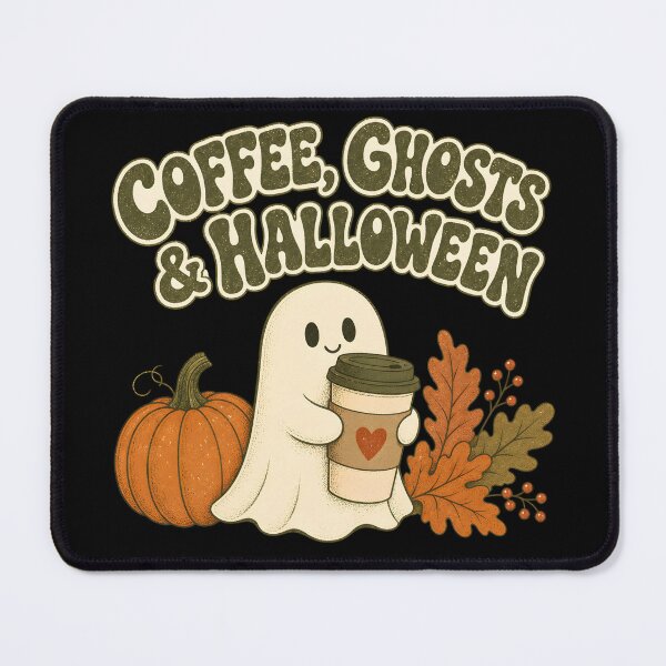 Item preview, Cute Coffee Ghosts & Pumpkin - Retro Halloween designed and sold by Graphic Vibe Designs.