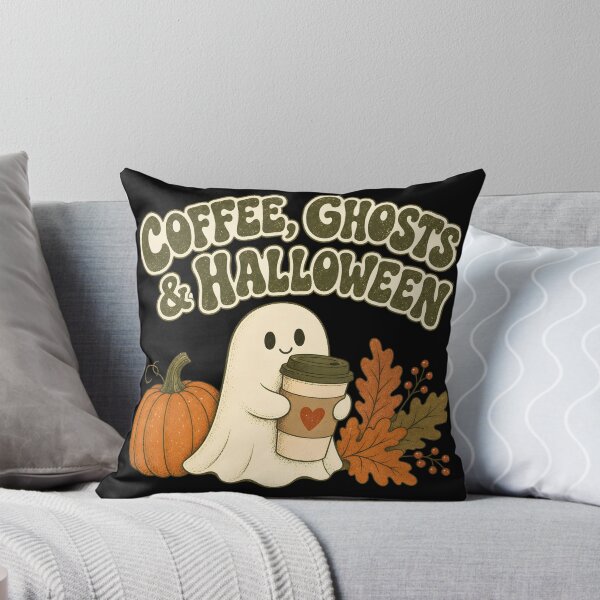Item preview, Cute Coffee Ghosts & Pumpkin - Retro Halloween designed and sold by Graphic Vibe Designs.