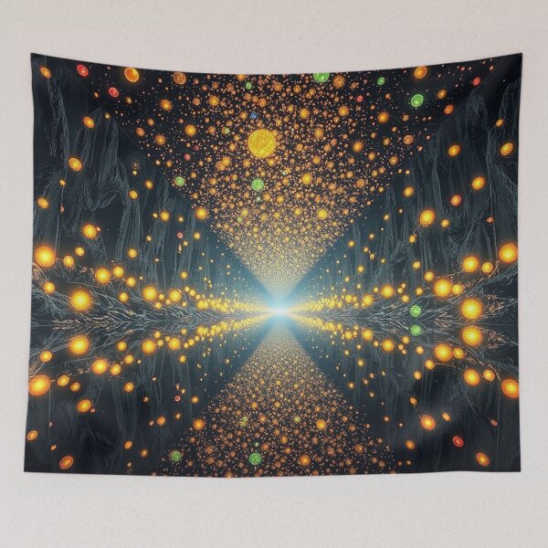 Item preview, Golden Particle Burst Explosion Abstract Cosmic Art designed and sold by IntelliMindDesigns.
