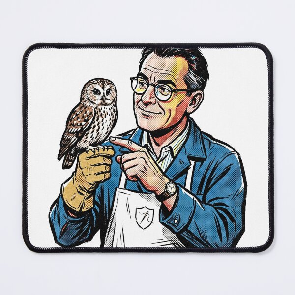 Item preview, Pop Art Taxidermist Holding An Owl designed and sold by eduardoroa22.