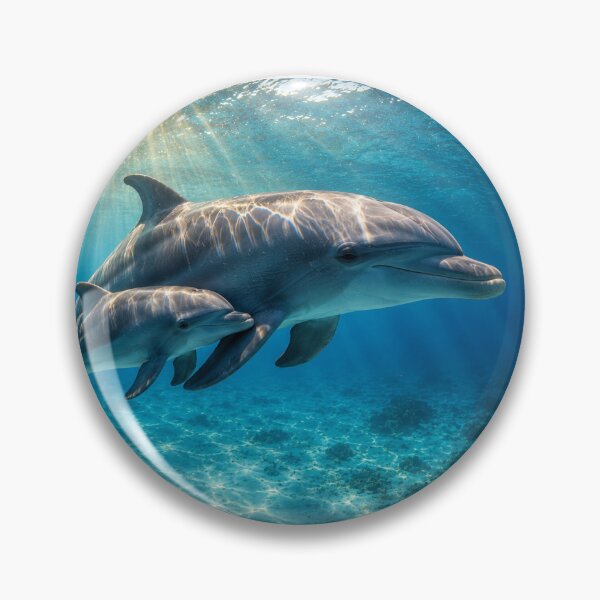 Item preview, Beautiful Bottlenose Dolphins Mother and Calf Underwater Ocean Art designed and sold by DrAsmaaMohamed.