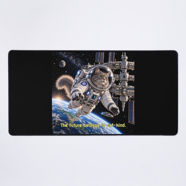 Item preview, The Future Belongs to Cat-kind - Space Station Cat designed and sold by MissTerryWoman.