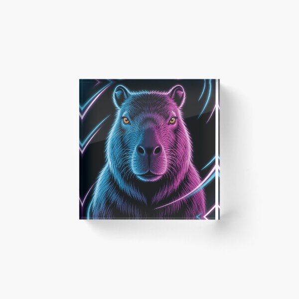Item preview, Calm Neon Capybara Face Art designed and sold by LuisWorks.