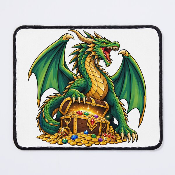 Item preview, Green Dragon Guarding Treasure Tabletop RPG Fantasy designed and sold by Ayarachi.