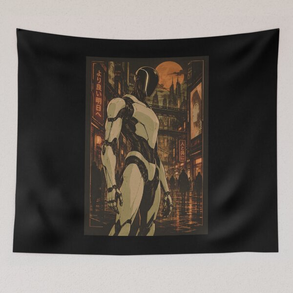 Item preview, Human 2.0 – Futuristic Humanoid Robot Cyberpunk Anime designed and sold by TEEJAMBOREE.