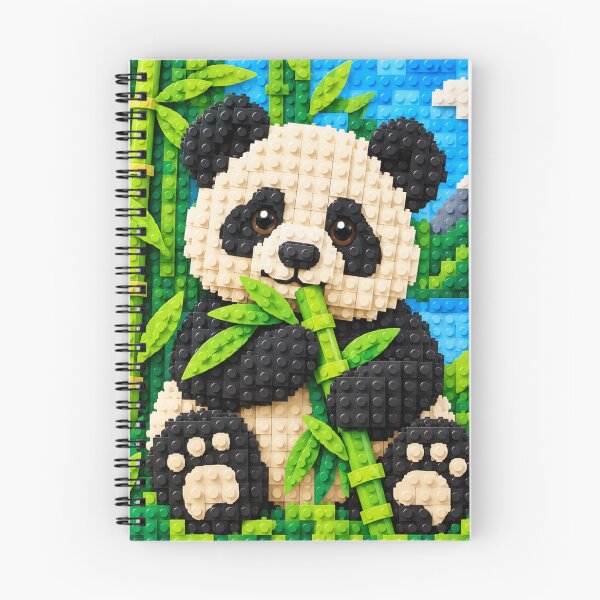 Item preview, Cute Panda with Bamboo – Colorful Building Block Mosaic Art designed and sold by WildWhimsy Art.